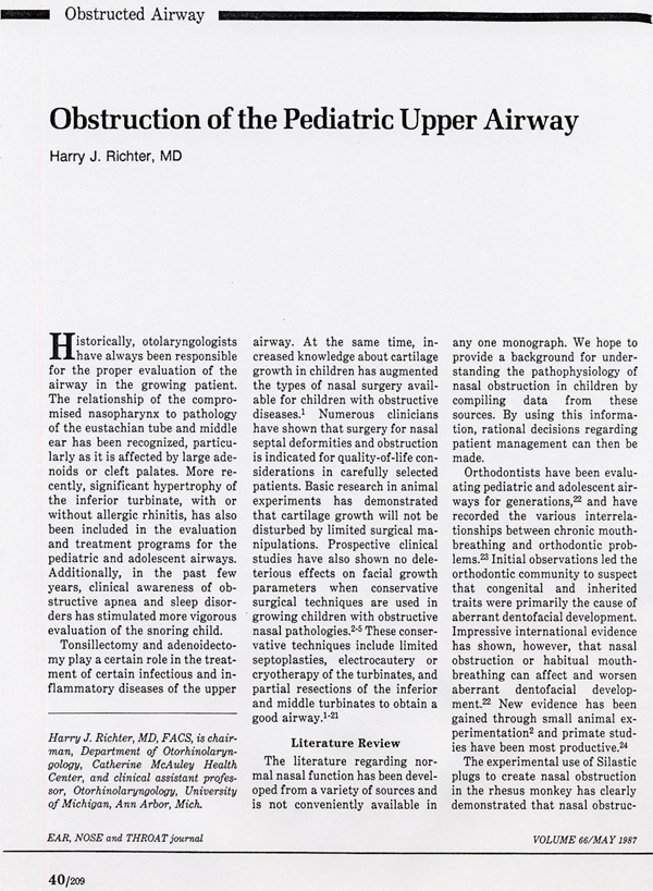 Obstruction of the Pediatric Upper Airway