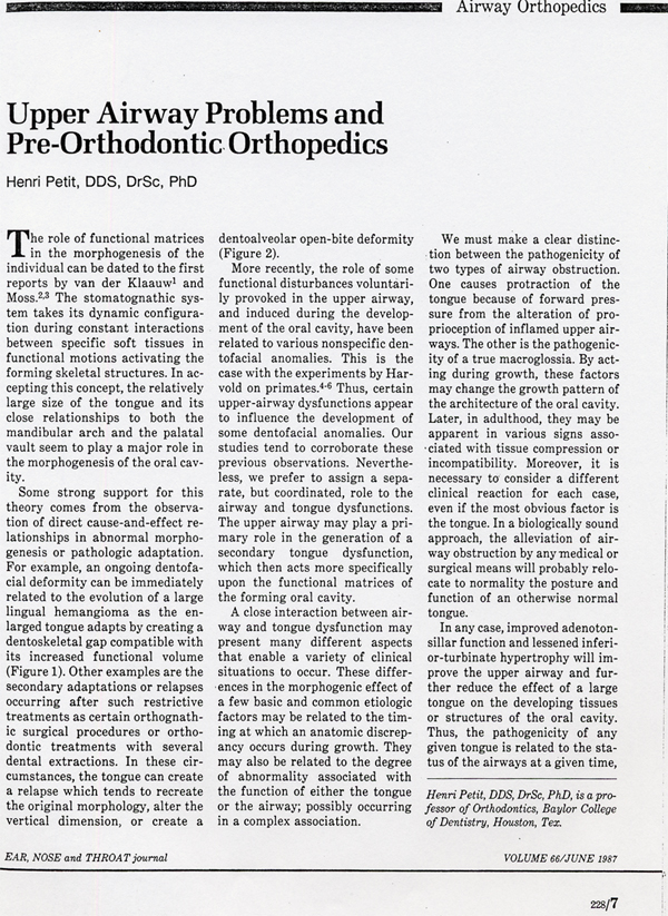 Upper Airway Problems and Pre-Orthodontic Orthopedics